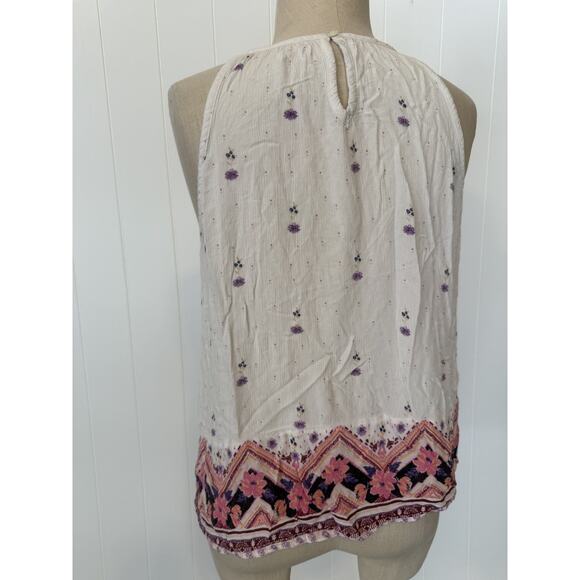 Mudd Tank Top Womens Large Boho Floral Embroidered Crochet Trim Summer Festival - Picture 8 of 11